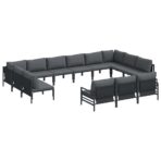 Gartensofa-set mit Kissen 13 pcs Schwarz Stahl – Bild 2