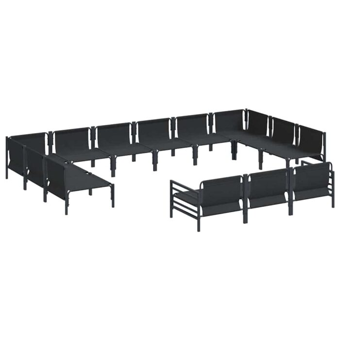 Gartensofa-set mit Kissen 13 pcs Schwarz Stahl – Bild 5