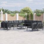 Gartensofa-set mit Kissen 12 pcs Schwarz Stahl