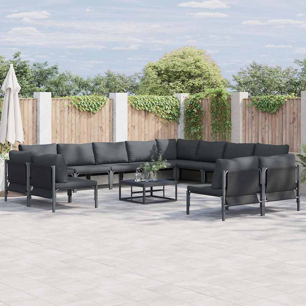 3379030_1.jpg Gartensofa-set mit Kissen 12 pcs Schwarz Stahl – Bild 1