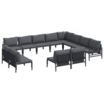 Gartensofa-set mit Kissen 12 pcs Schwarz Stahl – Bild 2
