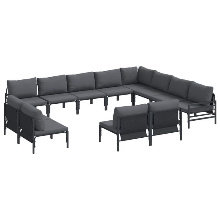 Gartensofa-set mit Kissen 12 pcs Schwarz Stahl – Bild 2