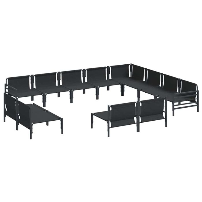 Gartensofa-set mit Kissen 12 pcs Schwarz Stahl – Bild 6