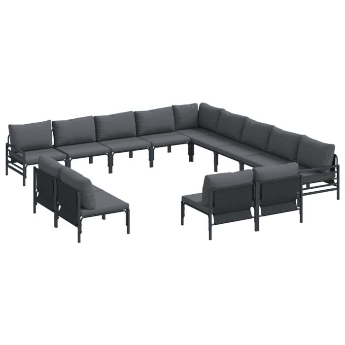 Gartensofa-set mit Kissen 13 pcs Schwarz Stahl – Bild 2