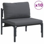 Gartensofa-set mit Kissen 13 pcs Schwarz Stahl – Bild 4