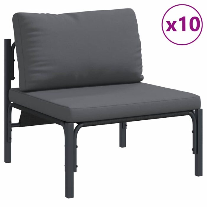 Gartensofa-set mit Kissen 13 pcs Schwarz Stahl – Bild 4