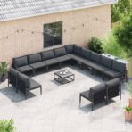 Gartensofa-set mit Kissen 13 pcs Schwarz Stahl – Bild 5