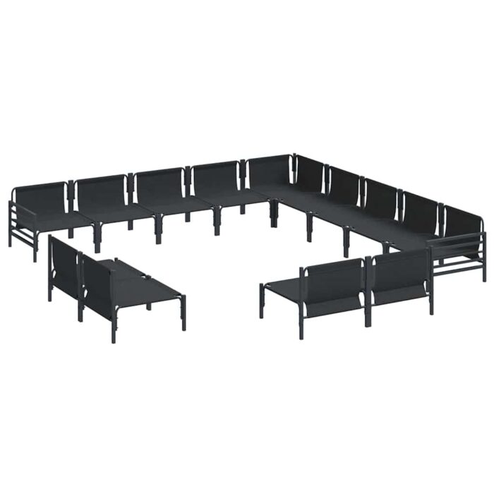 Gartensofa-set mit Kissen 13 pcs Schwarz Stahl – Bild 8