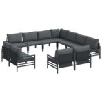 Gartensofa-set mit Kissen 11 pcs Schwarz Stahl – Bild 2