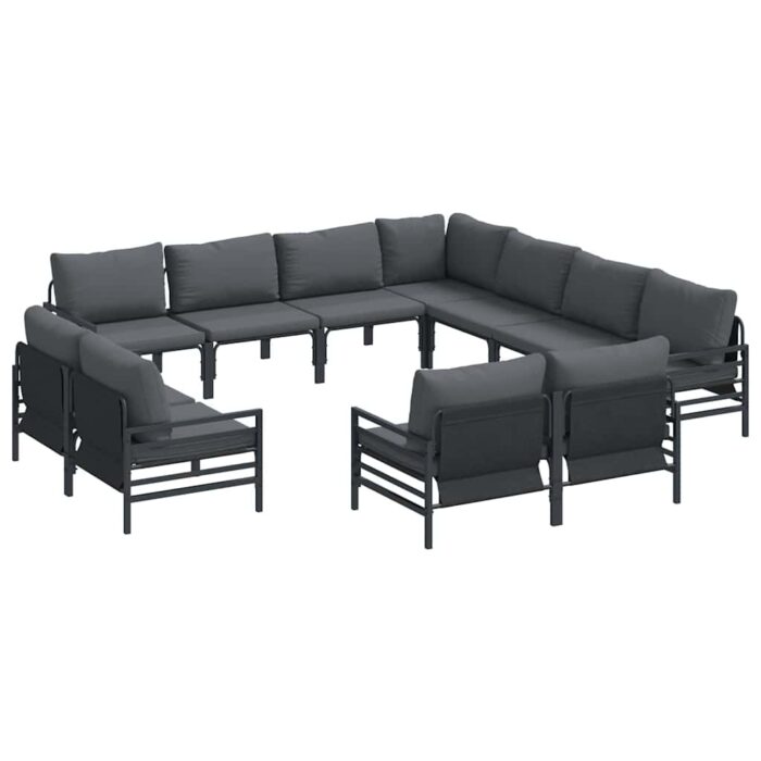 Gartensofa-set mit Kissen 11 pcs Schwarz Stahl – Bild 2