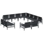 Gartensofa-set mit Kissen 11 pcs Schwarz Stahl – Bild 6