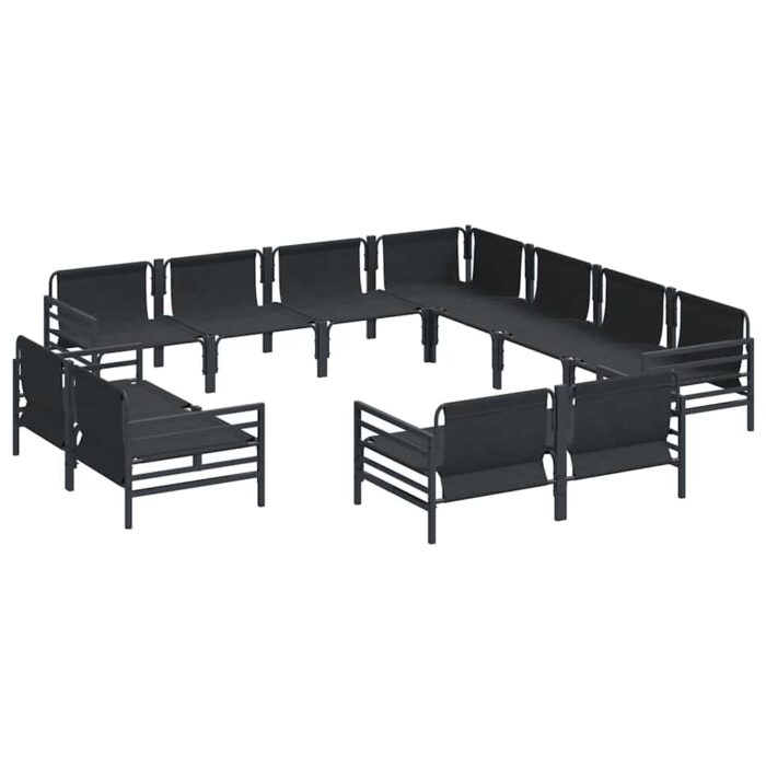 Gartensofa-set mit Kissen 11 pcs Schwarz Stahl – Bild 6