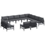 Gartensofa-set mit Kissen 12 pcs Schwarz Stahl – Bild 2