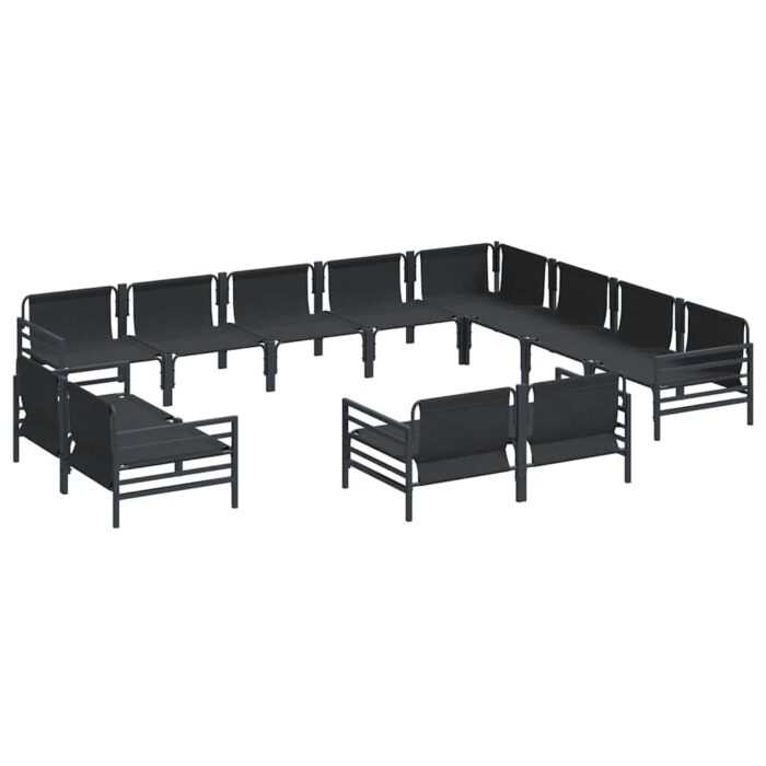 Gartensofa-set mit Kissen 12 pcs Schwarz Stahl – Bild 6