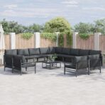 Gartensofa-set mit Kissen 13 pcs Schwarz Stahl