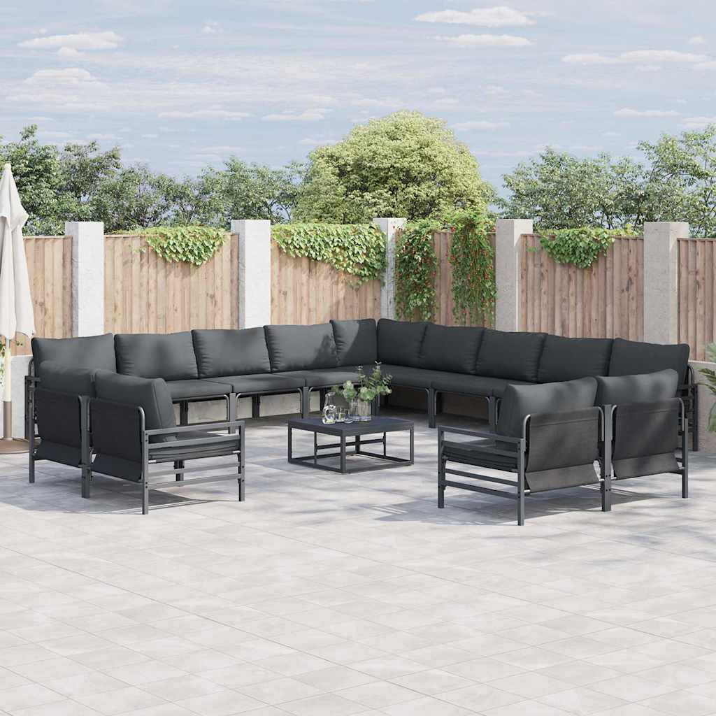 3379038_1.jpg Gartensofa-set mit Kissen 13 pcs Schwarz Stahl – Bild 1