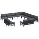 Gartensofa-set mit Kissen 13 pcs Schwarz Stahl – Bild 2