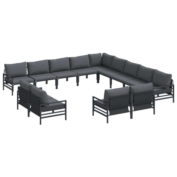 Gartensofa-set mit Kissen 13 pcs Schwarz Stahl – Bild 2