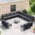 Gartensofa-set mit Kissen 13 pcs Schwarz Stahl – Bild 5