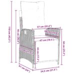 Garten Essgruppe mit Kissen 3 pcs Schwarz Poly-Rattan – Bild 10