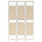 4-tlg. Raumteiler Creme 140x165 cm Stoff