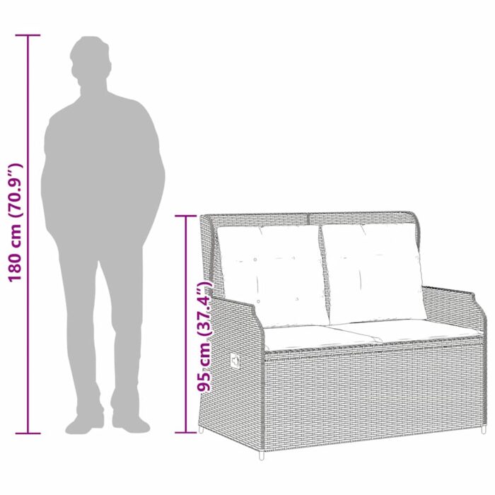 Gartenbank Schwarz Poly-Rattan – Bild 10