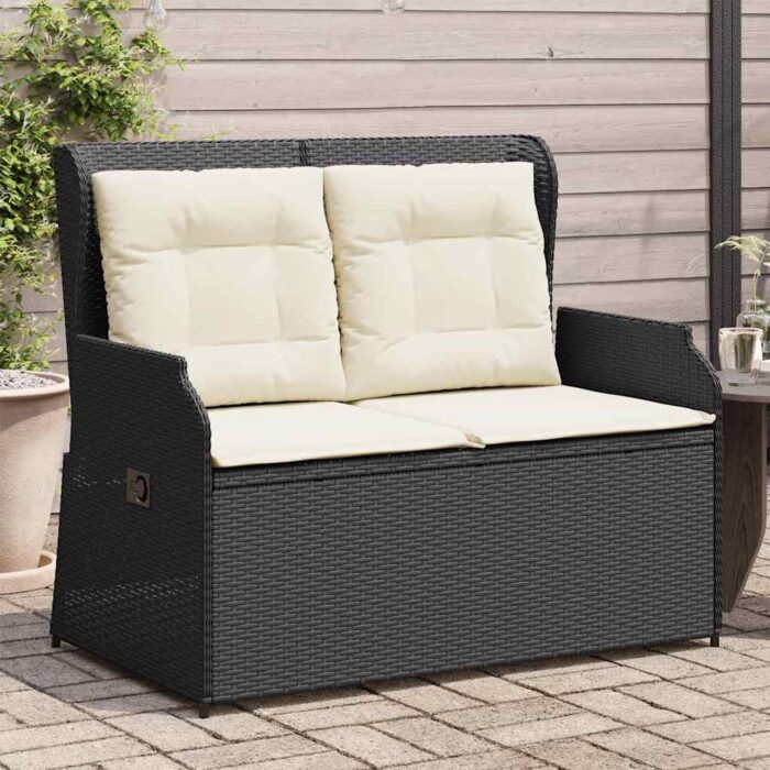 Gartenbank Schwarz Poly-Rattan – Bild 3