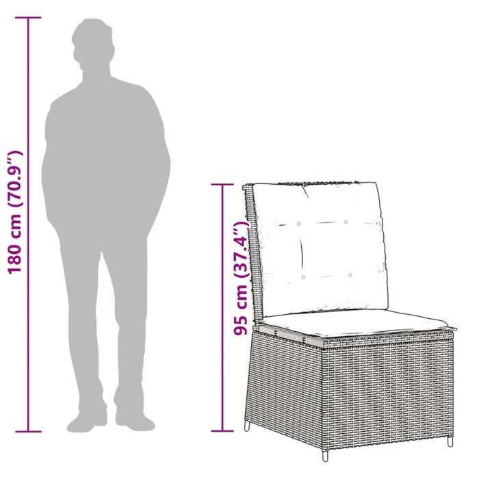 Garten-Sofa mit Kissen Schwarz und Cremeweiss Poly-Rattan – Bild 10