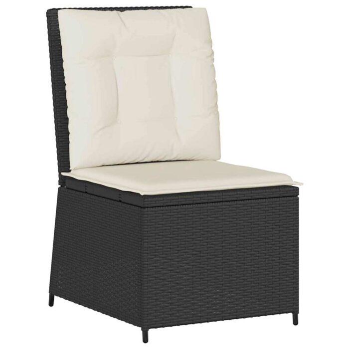 Garten-Sofa mit Kissen Schwarz und Cremeweiss Poly-Rattan – Bild 2