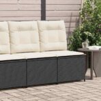 Garten-Sofa mit Kissen Schwarz und Cremeweiss Poly-Rattan – Bild 3