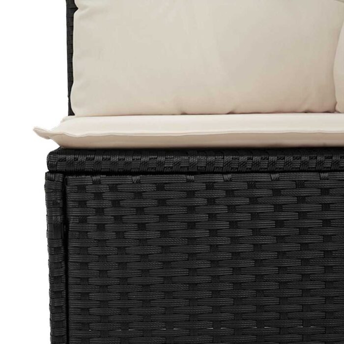 Garten-Sofa mit Kissen Schwarz und Cremeweiss Poly-Rattan – Bild 7