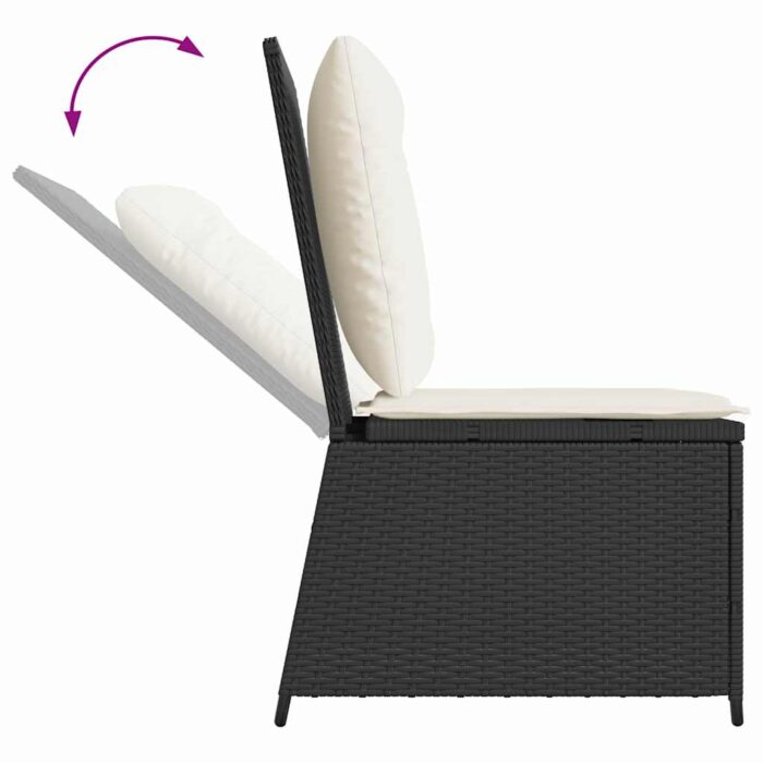 Garten-Sofa mit Kissen Schwarz und Cremeweiss Poly-Rattan – Bild 8