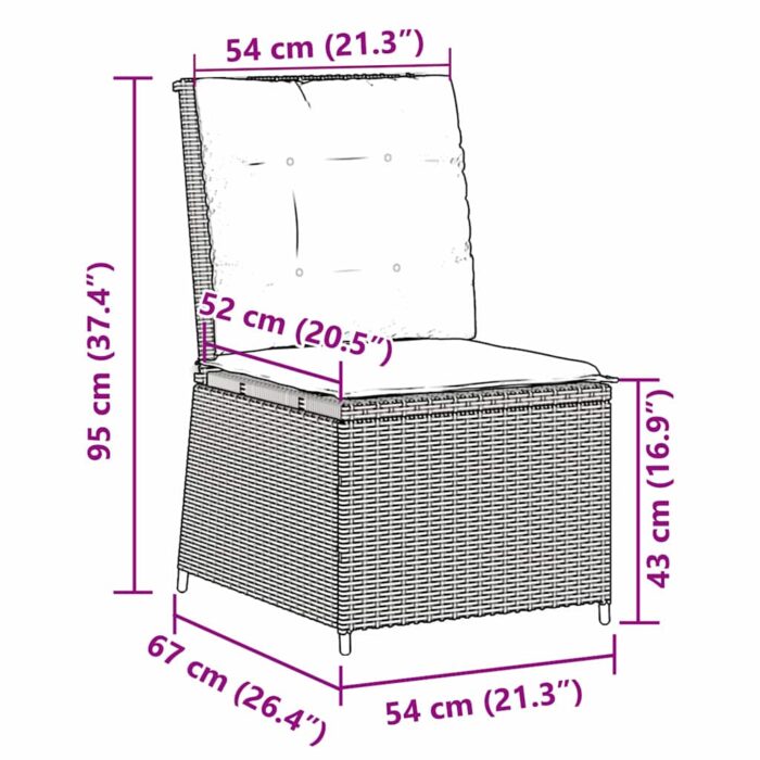Garten-Sofa mit Kissen Schwarz und Cremeweiss Poly-Rattan – Bild 9