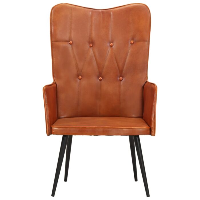 Ohrensessel Grau Echtleder – Bild 2