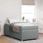 Bettrahmen mit Matratze Hellgrau 80 x 200 cm Stoff