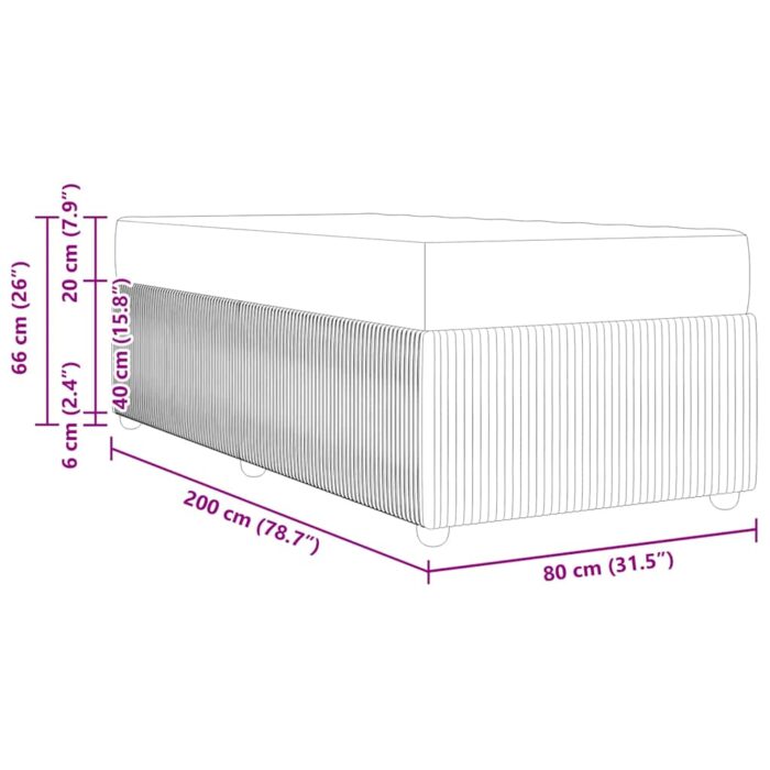Bettrahmen mit Matratze Hellgrau 80 x 200 cm Stoff – Bild 13