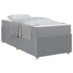 Bettrahmen mit Matratze Hellgrau 80 x 200 cm Stoff – Bild 3