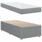 Bettrahmen mit Matratze Hellgrau 80 x 200 cm Stoff – Bild 6