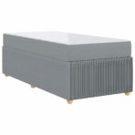 Bettrahmen mit Matratze Hellgrau 80 x 200 cm Stoff – Bild 9