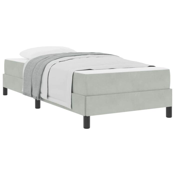 Boxspringbett mit Matratze Hellgrau 80 x 200 cm Stoff – Bild 3
