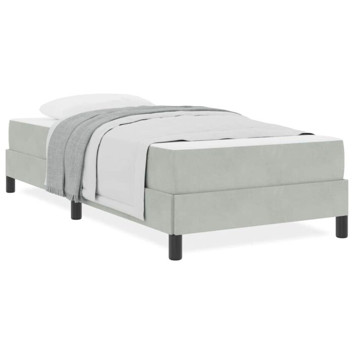 Boxspringbett mit Matratze Hellgrau 80 x 200 cm Stoff – Bild 4