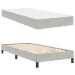Boxspringbett mit Matratze Hellgrau 80 x 200 cm Stoff – Bild 6