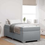 Bettrahmen mit Matratze Hellgrau 80 x 200 cm Stoff