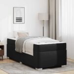 Bettrahmen mit Matratze Schwarz 80 x 200 cm Stoff