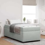 Bettrahmen mit Matratze Hellgrau 80 x 200 cm Stoff