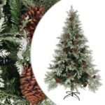 Weihnachtsbaum mit Zapfen Grün und Weiss 120 cm PVC & PE