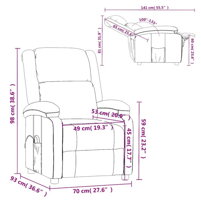 Massagesessel Creme Stoff – Bild 11