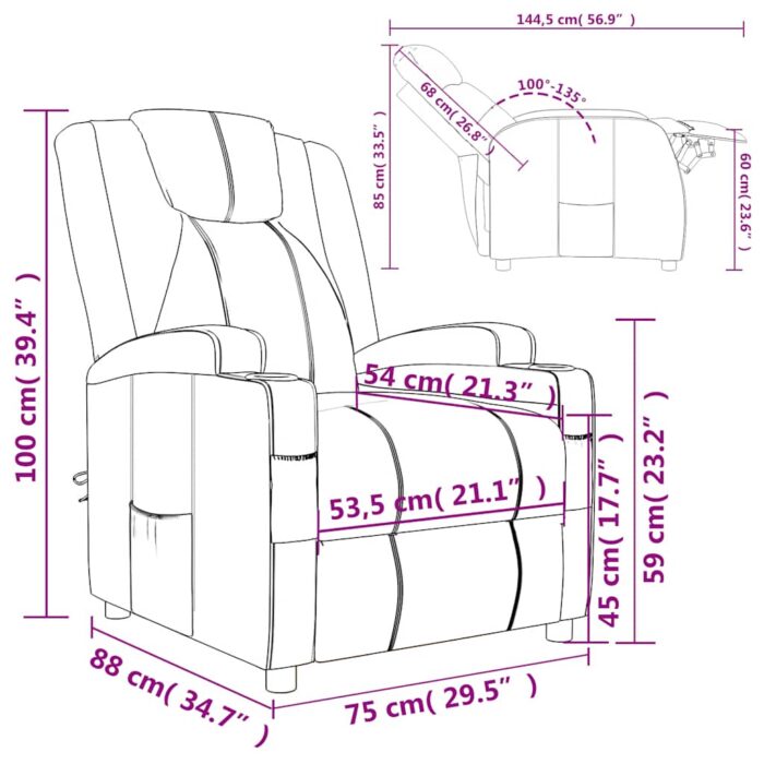 Relaxsessel Schwarz Kunstleder – Bild 9