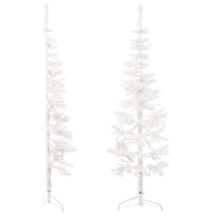 Künstlicher Halb-Weihnachtsbaum mit Ständer Schlank Weiss 120 cm – Bild 3
