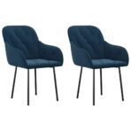 Esszimmerstühle 2 Stk. Blau Samt – Bild 2